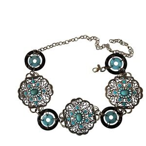 Treska Boho Antique Gold & Turquoise Colored Statement Belt
